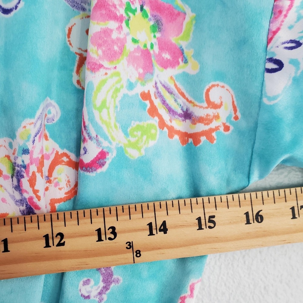 Lauren Ralph Lauren Robe Womens Medium Blue Floral Paisley Belted Kimono Pocket - Picture 4 of 9